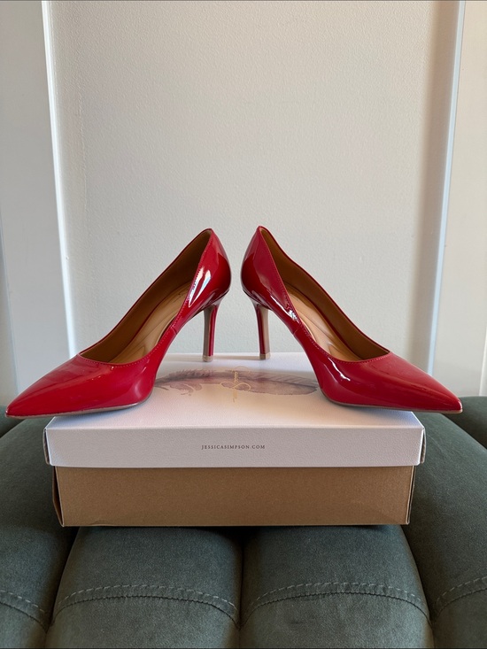 Jessica Simpson Shoes - Jessica Simpson Red Patent Pointed Toe Stiletto Pumps